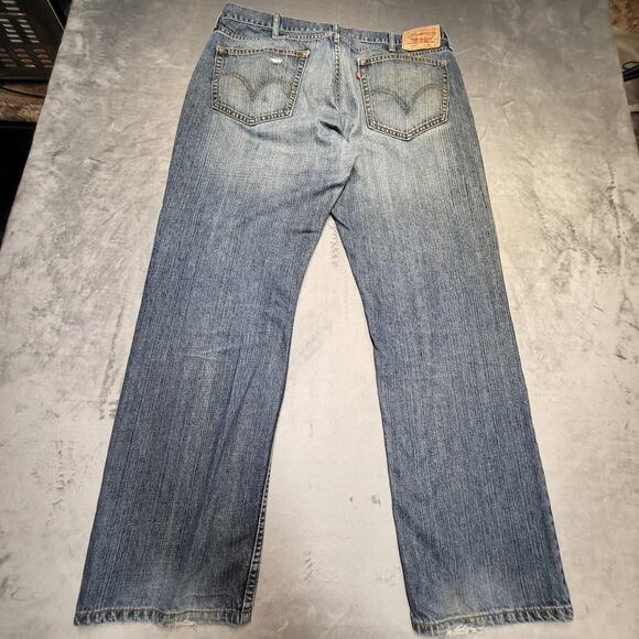 Levis 559 Jeans Mens 38x32 Blue Relaxed Straight Leg Distressed Denim Pants - Picture 9 of 10